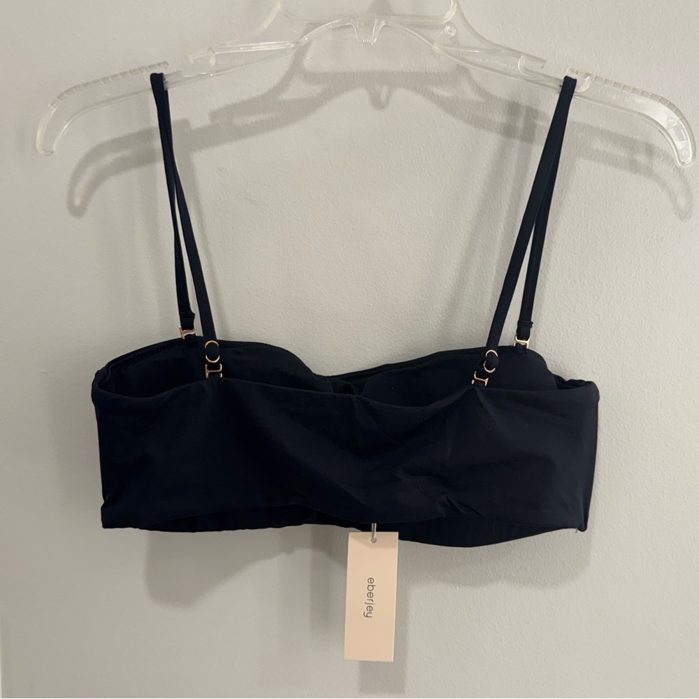 Eberjey So Solid Summer Bandeau Bikini Top | Black | Size Large NWT